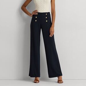 Lauren Ralph Lauren Navy Wide-Leg Pants with Gold Buttons